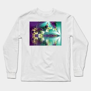 Golden and Turquoise Petals Long Sleeve T-Shirt